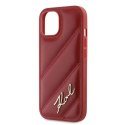 Etui Karl Lagerfeld Diagonal Quilted Script na iPhone 15 / 14 / 13 - czerwone Karl Lagerfeld