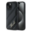 Etui Karl Lagerfeld Diagonal Quilted Script na iPhone 15 Plus / 14 Plus - czarne Karl Lagerfeld
