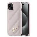 Etui Karl Lagerfeld Diagonal Quilted Script na iPhone 15 Plus / 14 Plus - różowe Karl Lagerfeld