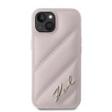 Etui Karl Lagerfeld Diagonal Quilted Script na iPhone 15 Plus / 14 Plus - różowe Karl Lagerfeld