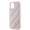 Etui Karl Lagerfeld Diagonal Quilted Script na iPhone 15 Plus / 14 Plus - różowe Karl Lagerfeld