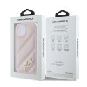 Etui Karl Lagerfeld Diagonal Quilted Script na iPhone 15 Plus / 14 Plus - różowe Karl Lagerfeld