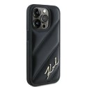 Etui Karl Lagerfeld Diagonal Quilted Script na iPhone 15 Pro Max - czarne Karl Lagerfeld