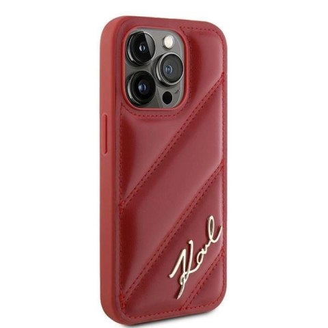 Etui Karl Lagerfeld Diagonal Quilted Script na iPhone 15 Pro Max - czerwone Karl Lagerfeld