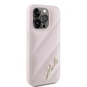 Etui Karl Lagerfeld Diagonal Quilted Script na iPhone 15 Pro Max - różowe Karl Lagerfeld