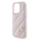 Etui Karl Lagerfeld Diagonal Quilted Script na iPhone 15 Pro Max - różowe Karl Lagerfeld