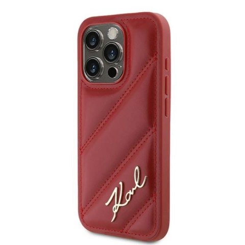 Etui Karl Lagerfeld Diagonal Quilted Script na iPhone 15 Pro - czerwone Karl Lagerfeld