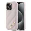 Etui Karl Lagerfeld Diagonal Quilted Script na iPhone 15 Pro - różowe Karl Lagerfeld