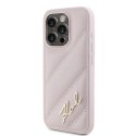 Etui Karl Lagerfeld Diagonal Quilted Script na iPhone 15 Pro - różowe Karl Lagerfeld