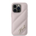 Etui Karl Lagerfeld Diagonal Quilted Script na iPhone 15 Pro - różowe Karl Lagerfeld