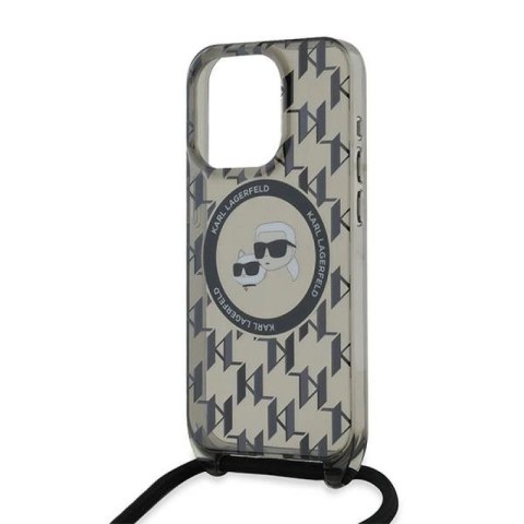 Etui Karl Lagerfeld IML Crossbody Monogram Karl & Choupette Head MagSafe na iPhone 15 Pro - czarne Karl Lagerfeld