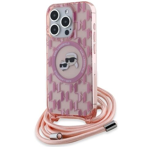 Etui Karl Lagerfeld IML Crossbody Monogram Karl & Choupette Head MagSafe na iPhone 15 Pro - różowe Karl Lagerfeld
