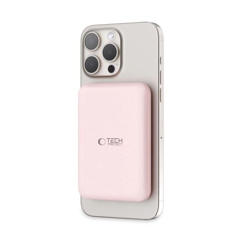 Powerbank Tech-Protect LifeMag PB10 z MagSafe 5000mAh 15W port USB-C - różowy + kabel USB-C Tech-Protect