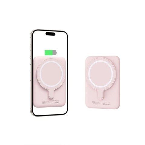 Powerbank Tech-Protect LifeMag PB10 z MagSafe 5000mAh 15W port USB-C - różowy + kabel USB-C Tech-Protect