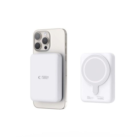 Powerbank Tech-Protect LifeMag PB11 z MagSafe 10000mAh 15W port USB-C - biały + kabel USB-C Tech-Protect