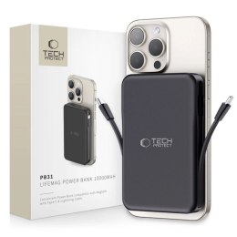 Powerbank Tech-Protect LifeMag PB31 z MagSafe 10000mAh 15W USB-C / USB-A / wbudowane kable USB-C / Lightning - czarny Tech-Protect