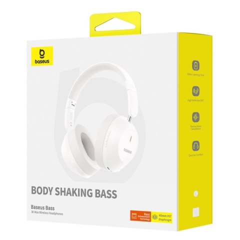 Słuchawki bezprzewodowe Baseus Bass 30 Max nauszne Bluetooth 5.3 - białe Baseus