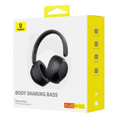 Słuchawki bezprzewodowe Baseus Bass 30 Max nauszne Bluetooth 5.3 - czarne Baseus