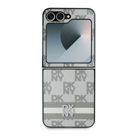 Etui DKNY Chequered Pattern Printed Stripes na Samsung Galxy Z Flip 6 - beżowe DKNY