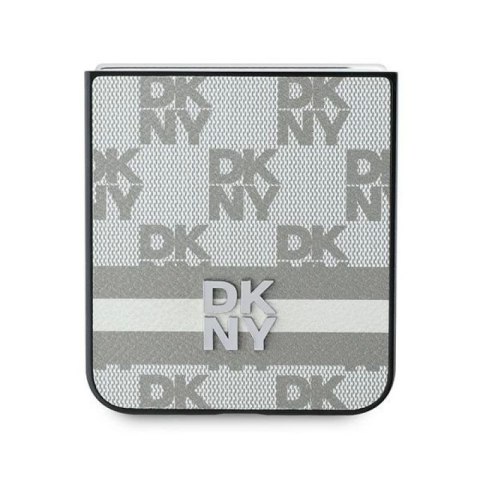 Etui DKNY Chequered Pattern Printed Stripes na Samsung Galxy Z Flip 6 - beżowe DKNY