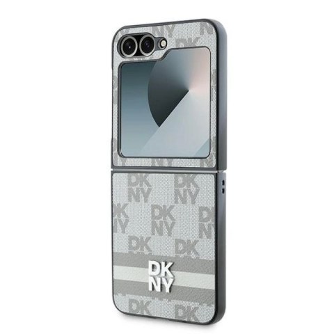 Etui DKNY Chequered Pattern Printed Stripes na Samsung Galxy Z Flip 6 - beżowe DKNY