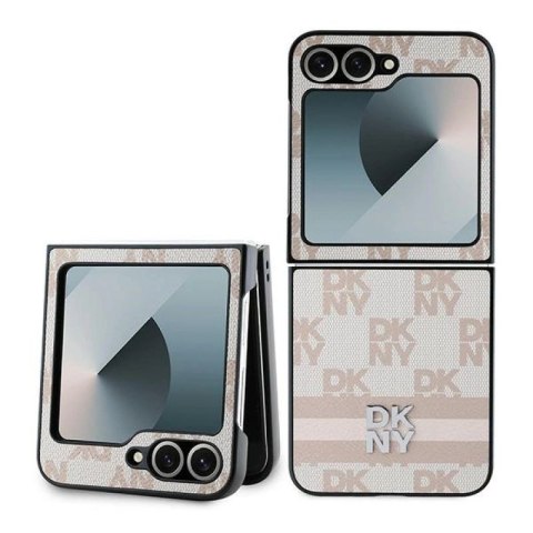 Etui DKNY Chequered Pattern Printed Stripes na Samsung Galaxy Z Flip 6 - różowe DKNY