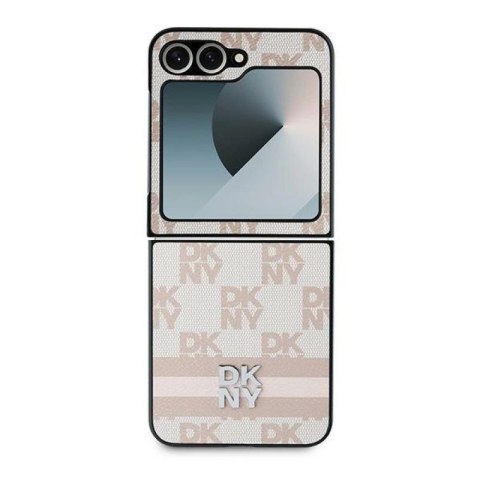 Etui DKNY Chequered Pattern Printed Stripes na Samsung Galaxy Z Flip 6 - różowe DKNY