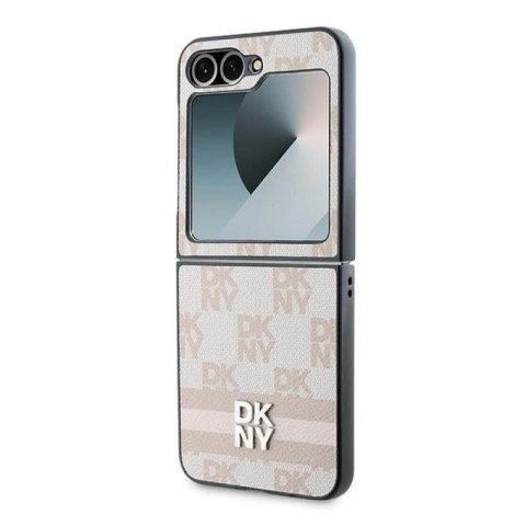 Etui DKNY Chequered Pattern Printed Stripes na Samsung Galaxy Z Flip 6 - różowe DKNY
