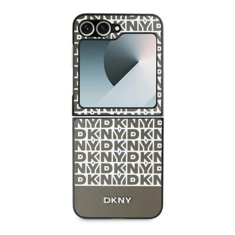Etui DKNY Repeat Pattern Bottom Stripe na Samsung Galaxy Z Flip 6 - brązowe DKNY