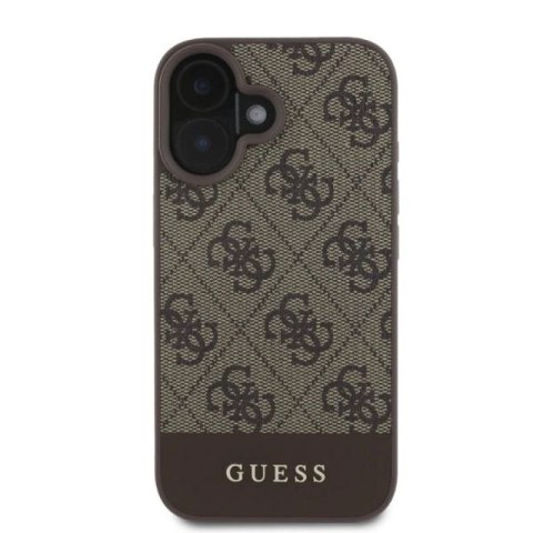 Etui Guess 4G Bottom Stripe na iPhone 16 - brązowe Guess