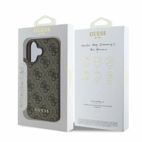 Etui Guess 4G Classic na iPhone 16 - brązowe Guess