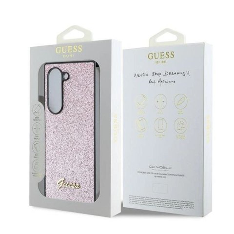 Etui Guess 4G Glitter Script na Samsung Galaxy Z Fold 6 - różowe Guess