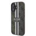 Etui Guess 4G Printed Stripes MagSafe na iPhone 16 Plus - brązowe Guess