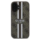 Etui Guess 4G Printed Stripes MagSafe na iPhone 16 Plus - brązowe Guess