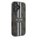 Etui Guess 4G Printed Stripes MagSafe na iPhone 16 Plus - brązowe Guess