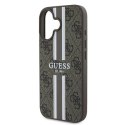 Etui Guess 4G Printed Stripes MagSafe na iPhone 16 Plus - brązowe Guess