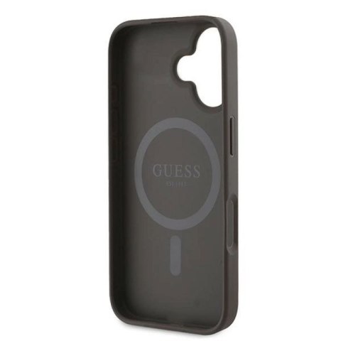 Etui Guess 4G Printed Stripes MagSafe na iPhone 16 Plus - brązowe Guess