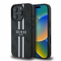 Etui Guess 4G Printed Stripes MagSafe na iPhone 16 Pro - czarne Guess