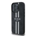 Etui Guess 4G Printed Stripes MagSafe na iPhone 16 Pro - czarne Guess