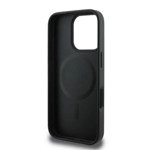 Etui Guess 4G Printed Stripes MagSafe na iPhone 16 Pro - czarne Guess