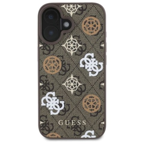 Etui Guess 4G Printed Stripes MagSafe na iPhone 16 - brązowe Guess
