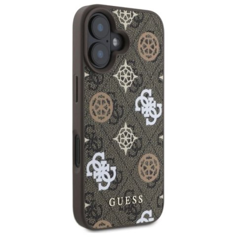 Etui Guess 4G Printed Stripes MagSafe na iPhone 16 - brązowe Guess