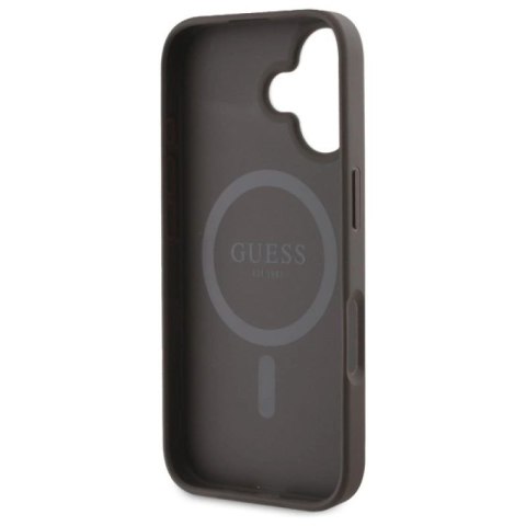 Etui Guess 4G Printed Stripes MagSafe na iPhone 16 - brązowe Guess