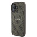 Etui Guess 4G Ring Classic Logo MagSafe na iPhone 16 Plus - brązowe Guess