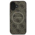 Etui Guess 4G Ring Classic Logo MagSafe na iPhone 16 Plus - brązowe Guess