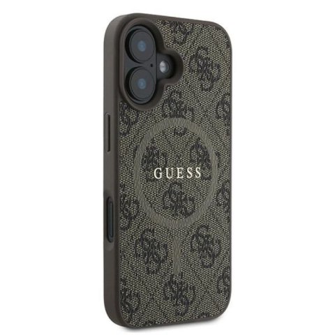 Etui Guess 4G Ring Classic Logo MagSafe na iPhone 16 Plus - brązowe Guess