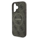 Etui Guess 4G Ring Classic Logo MagSafe na iPhone 16 Plus - brązowe Guess