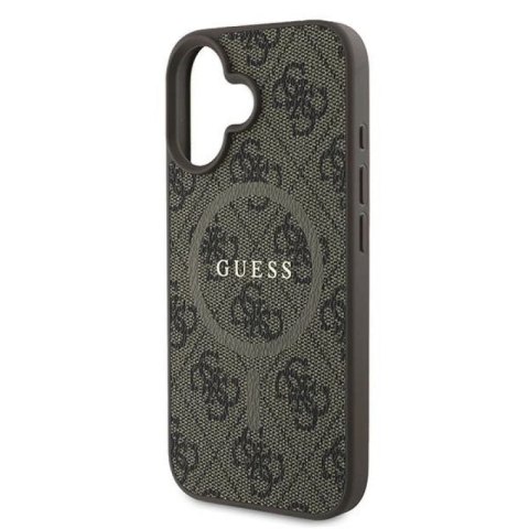 Etui Guess 4G Ring Classic Logo MagSafe na iPhone 16 Plus - brązowe Guess