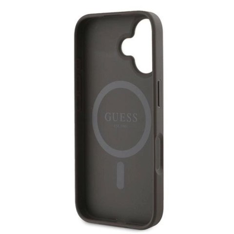 Etui Guess 4G Ring Classic Logo MagSafe na iPhone 16 Plus - brązowe Guess