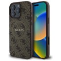 Etui Guess 4G Ring Classic Logo MagSafe na iPhone 16 Pro Max - brązowe Guess
